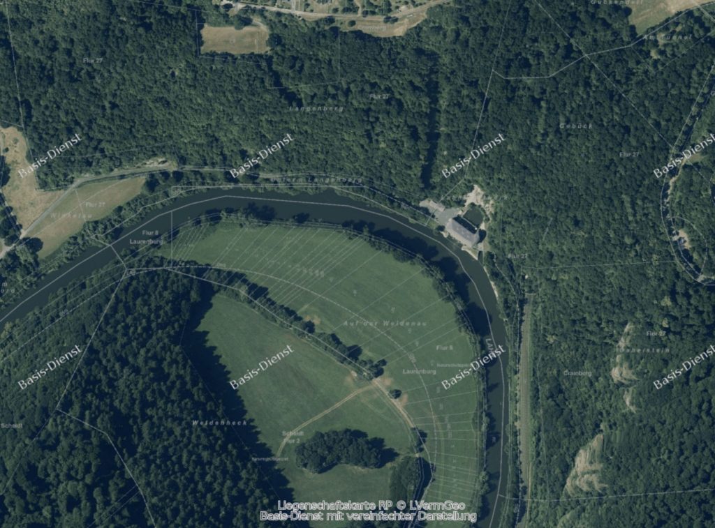 Scheidter Lahnbogen, Liegenschaftskarte (Ausschnitt Weidenau)