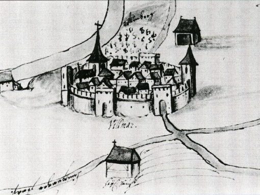 Ansicht Villmars, Ausschnitt aus einem Flurplan, um 1740, in: Historische Ortsansichten (Stand: 10.4.2007) © Hessisches Landesamt für geschichtliche Landeskunde - Alle Rechte vorbehalten